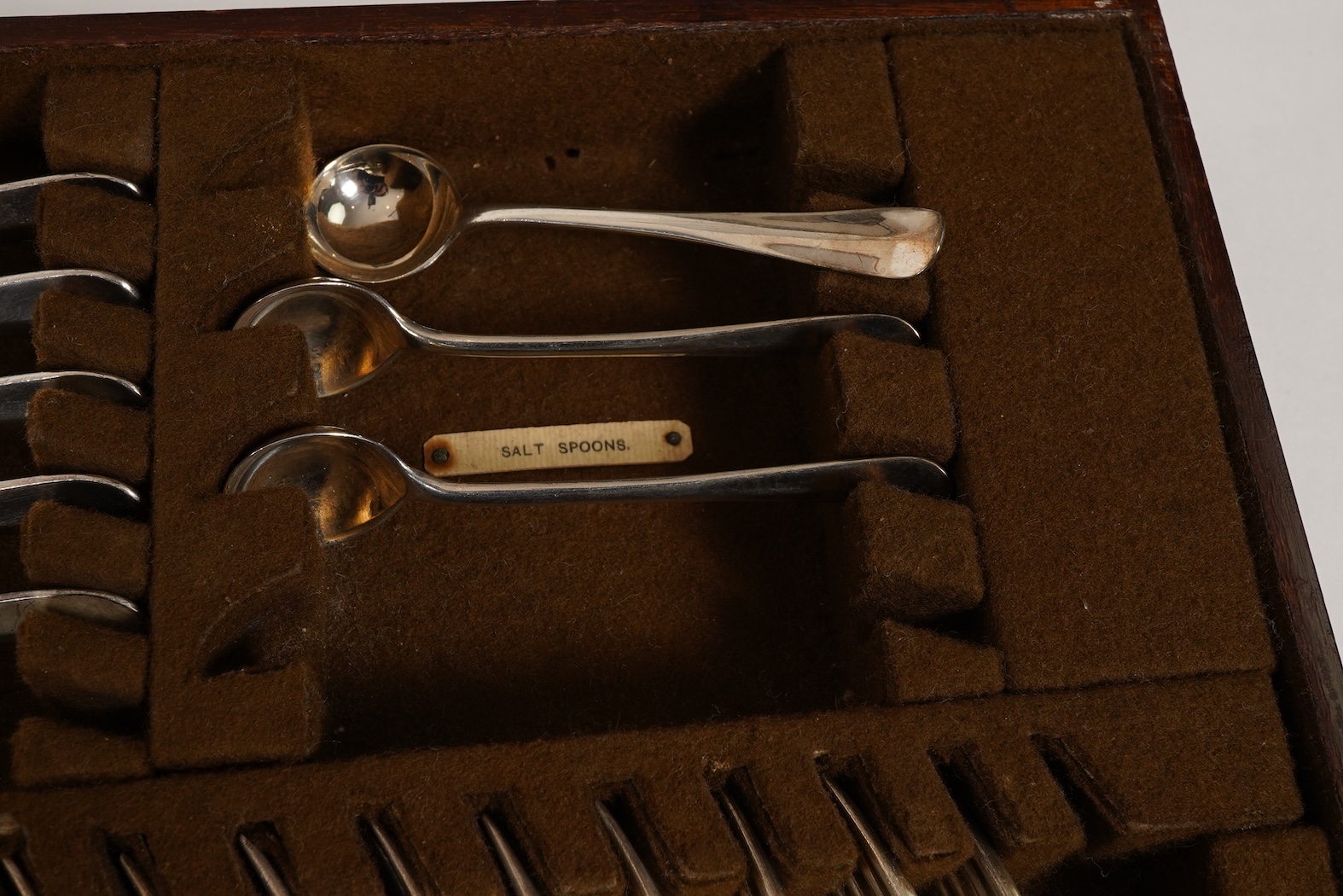 A George V canteen of silver Hanoverian rat tail flatware, by Mappin & Webb